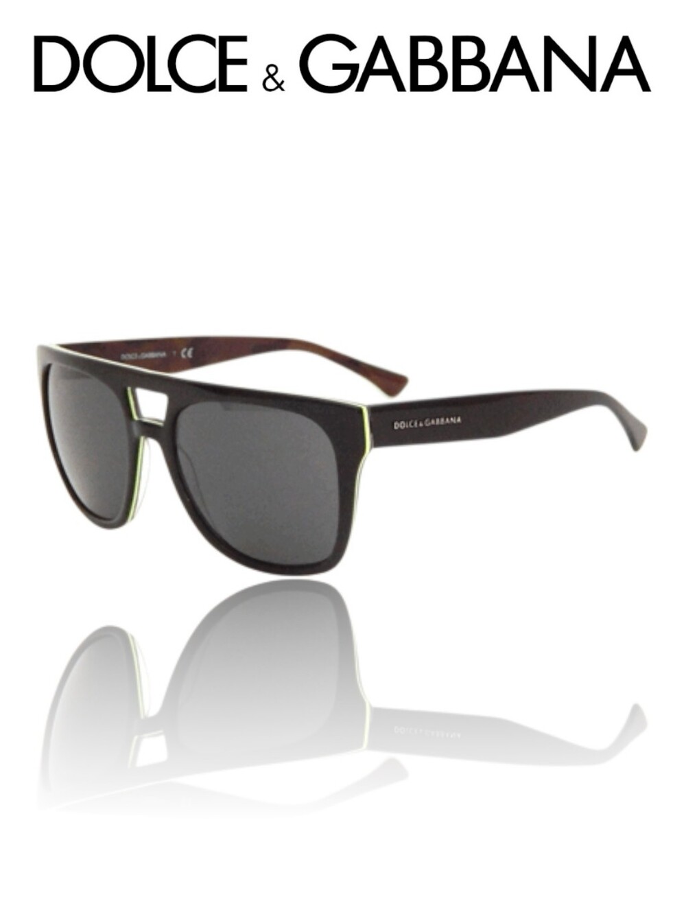 Dolce & Gabbana 4255 Havana Tortoise Sunglasses Gray Lenses Lime Green Trim - Picture 6 of 12